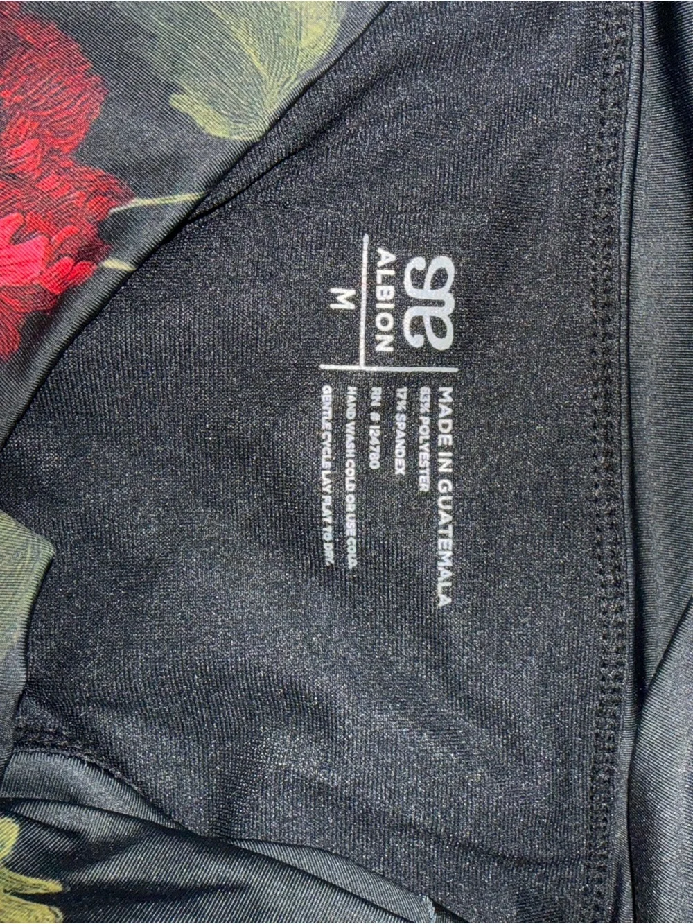 Albion Black Satin Bomber Jacket with Red & Cream Floral Print